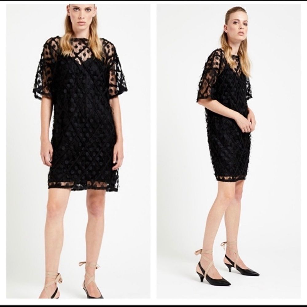 Ottod’ame black mini  lace dress NWT Size US 6